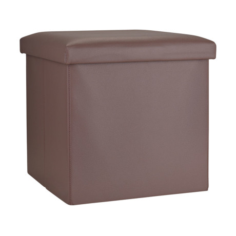 Estia Σκαμπο Cube Leather με Αποθηκευτικο Χωρο Καφε