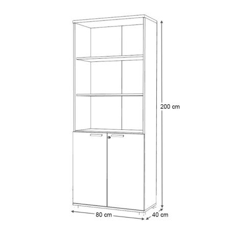 Βιβλιοθήκη Γραφείου με Κλειδαριά Επαγγελματική Venturo Megapap Χρώμα Ανθρακί - Καρυδί 80x40x200εκ.