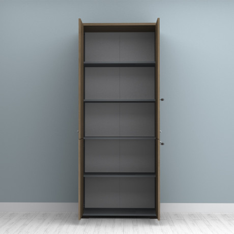 Ντουλάπα Γραφείου με Κλειδαριά Επαγγελματική Venturo Megapap Χρώμα Ανθρακί - Καρυδί 80x40x200εκ.