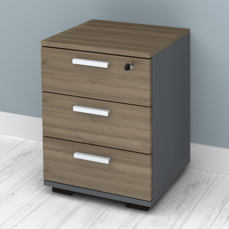 Συρταριέρα Γραφείου με Κλειδαριά Επαγγελματική Venturo Megapap Χρώμα Ανθρακί - Καρυδί 39x40x57εκ.