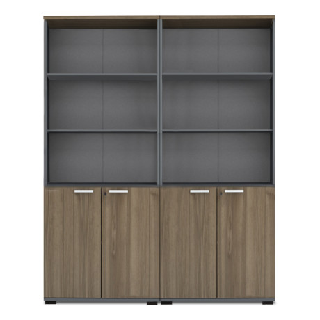 Βιβλιοθήκη Γραφείου με Κλειδαριά Επαγγελματική Venturo Megapap Χρώμα Ανθρακί - Καρυδί 160x40x200εκ.