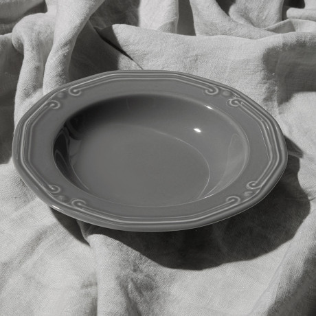 Estia Πιατο Βαθυ Athénée Πορσελανινο Αναγλυφο 23cm Grey