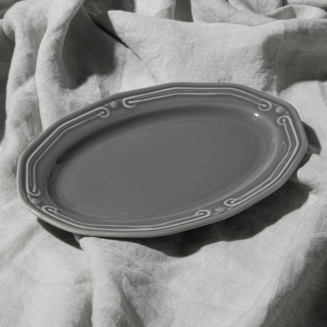Estia Πιατελα Οβαλ Athénée Πορσελανινη Αναγλυφη 25cm  Grey