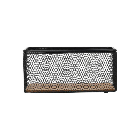 Καλαθι Αποθηκευσης & Οργανωσης Wired Μεταλλικο 24x16.5x11cm Μαυρο με Βαση Ακακιας