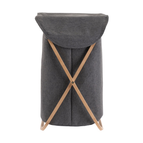 Estia Καλαθι Απλυτων Bamboo Essentials 40x40x70cm με Θηκη Πολυεστερα Πτυσσομενο Γκρι
