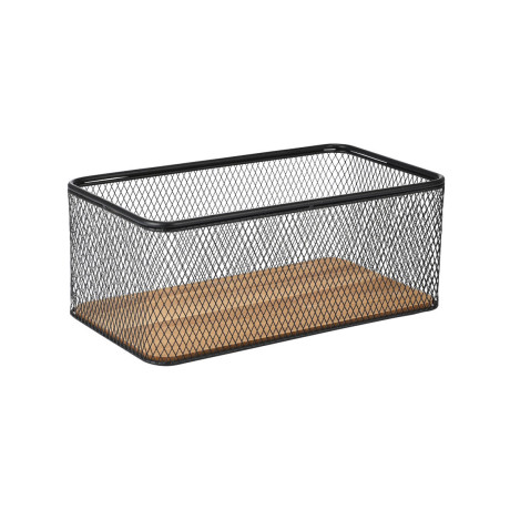Estia Καλαθι Αποθηκευσης & Οργανωσης Wired Μεταλλικο 30.5x16.5x12.5cm Μαυρο με Βαση Ακακιας