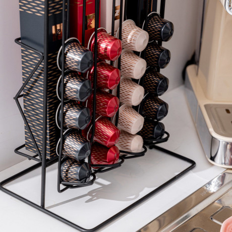 Estia Βαση για Καψουλες & Συσκευασιες Espresso Metal Black Μεταλλικη Διπλης Οψεως Μαυρη