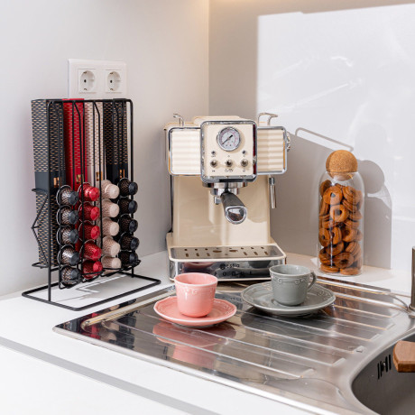 Estia Βαση για Καψουλες & Συσκευασιες Espresso Metal Black Μεταλλικη Διπλης Οψεως Μαυρη