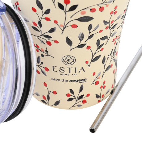 Estia Θερμος Coffee mug Save the Aegean 350ml bloom Beige