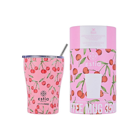Estia Θερμος Coffee mug Save the Aegean 350ml Cherry Rose