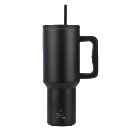 Estia Θερμος Straw Tumbler xl Save the Aegean 1200ml Midnight Black