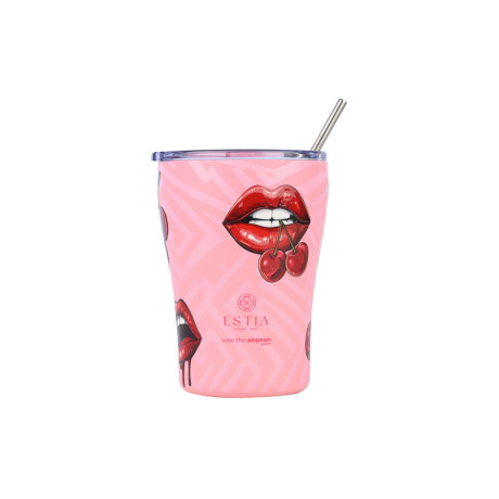 Estia Θερμος Coffee mug Save the Aegean 350ml blush pop