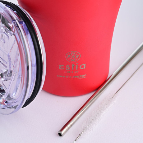 Estia Θερμος Coffee mug Save the Aegean 350ml Scarlet red
