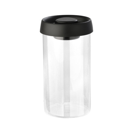 Estia Δοχειο Αποθηκευσης Κενου Αερος Γυαλινο 900ml με Καπακι Μαυρο