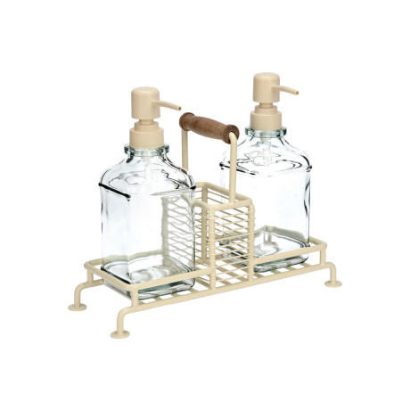 Estia Δοχεια Υγρου Πιατων Allure 2x300ml με Μεταλλικη Βαση & Θηκη για Σφουγγαρι Ivory