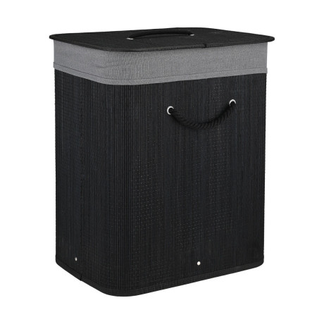 Estia Καλαθι Απλυτων Bamboo Essentials 60lt Πτυσσομενο Ορθογωνιο Μαυρο νεα Πλεξη