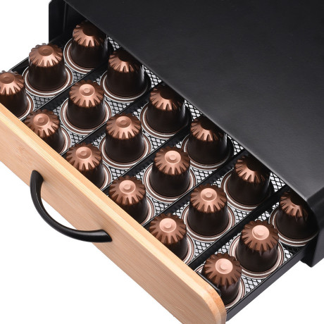 Estia Θηκη για Καψουλες Espresso Bamboo Essentials Μεταλλικη Συρταρωτη 60 Θεσεων Μαυρη