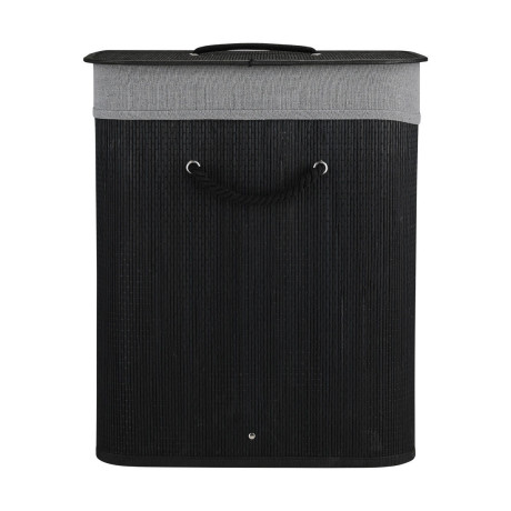 Estia Καλαθι Απλυτων Bamboo Essentials 60lt Πτυσσομενο Ορθογωνιο Μαυρο νεα Πλεξη
