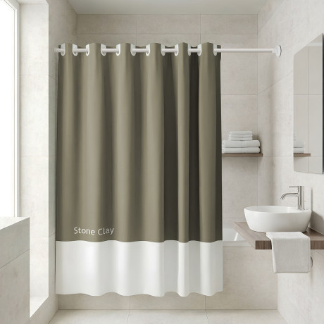 Estia Κουρτινα Μπανιου Αδιαβροχη Πολυεστερικη Tone lab 180x194cm Stone Clay