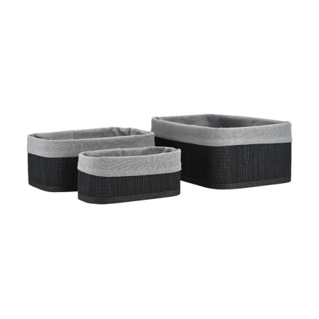 Estia Καλαθι Οργανωσης Bamboo Essentials me Επενδυση σετ 3τεμ. Μαυρο