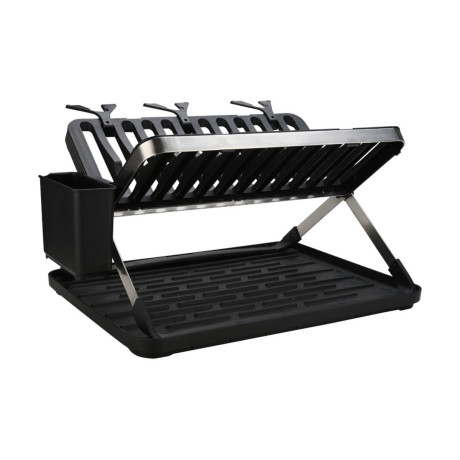 Estia Πιατοθηκη Αναδιπλουμενη Ανοξειδωτη 2 Επιπεδων 48x35.4x27.2cm Μαυρη