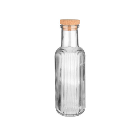 Estia Μπουκαλι Γυαλινο 1000ml Αναγλυφο με Φελλο Γκρι