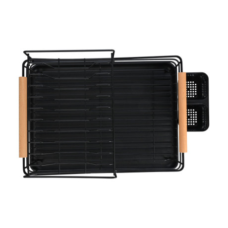 Estia Πιατοθηκη Bamboo Essentials Διωροφη Μεταλλικη Μαυρη με Bamboo Λαβες