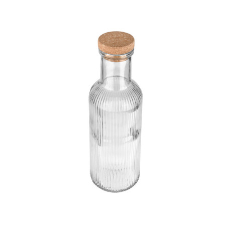 Estia Μπουκαλι Γυαλινο 1000ml Αναγλυφο με Φελλο Διαφανο