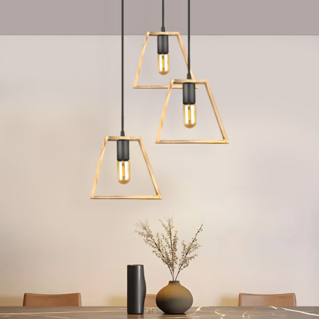 Φωτιστικό Οροφής Tekli Megapap e27 Ξύλινο Τρίφωτο Χρώμα Φυσικό 40x30x90εκ.