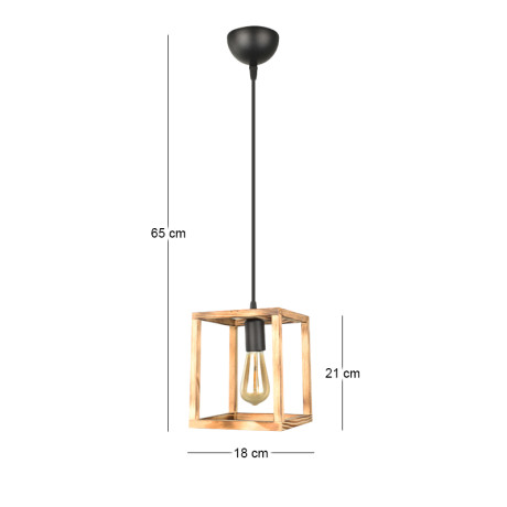 Φωτιστικό Οροφής Kubo Megapap e27 Ξύλινο Μονόφωτο Χρώμα Φυσικό 18x18x65εκ.