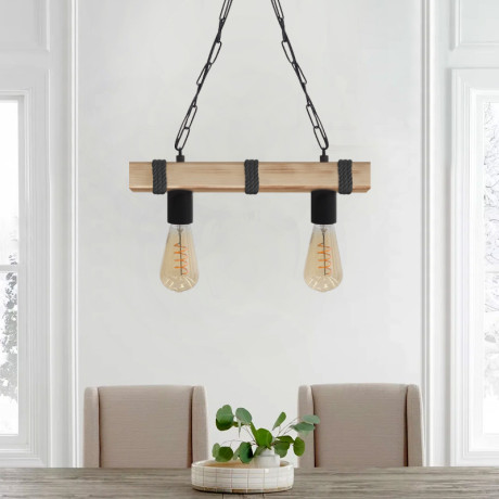 Φωτιστικό Οροφής Vero Megapap e27 Ξύλινο Δίφωτο Χρώμα Φυσικό - Μαύρο 40x8x65εκ.