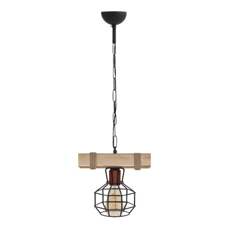 Φωτιστικό Οροφής Lumenia Megapap e27 Ξύλινο - Μεταλλικό Μονόφωτο Χρώμα Φυσικό - Μαύρο 25x14x80εκ.