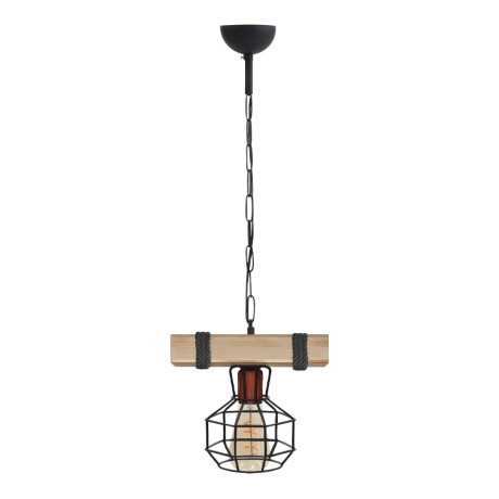 Φωτιστικό Οροφής Lumenia Megapap e27 Ξύλινο - Μεταλλικό Μονόφωτο Χρώμα Φυσικό - Μαύρο 25x14x80εκ.