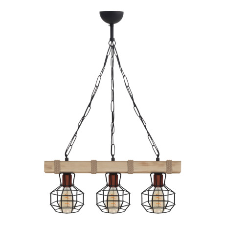Φωτιστικό Οροφής Lumenia Megapap e27 Ξύλινο - Μεταλλικό Τρίφωτο Χρώμα Φυσικό - Μαύρο 50x14x80εκ.