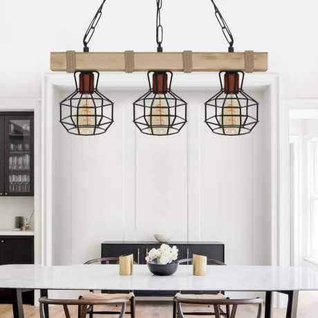 Φωτιστικό Οροφής Lumenia Megapap e27 Ξύλινο - Μεταλλικό Τρίφωτο Χρώμα Φυσικό - Μαύρο 50x14x80εκ.