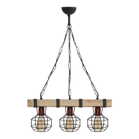 Φωτιστικό Οροφής Lumenia Megapap e27 Ξύλινο - Μεταλλικό Τρίφωτο Χρώμα Φυσικό - Μαύρο 50x14x80εκ.