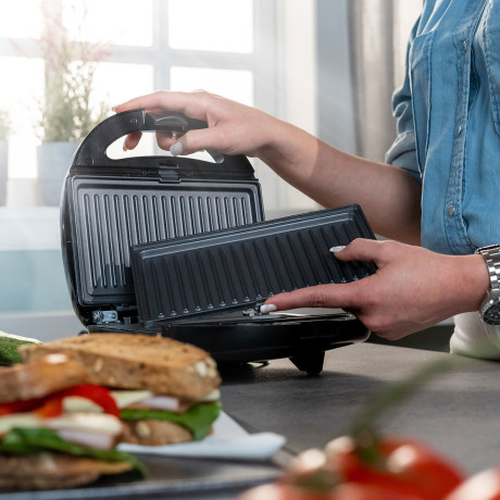 Estia Τοστιερα Black & Inox 2 Θεσεων 850w με Αποσπωμενες Αντικολλητικες Πλακες