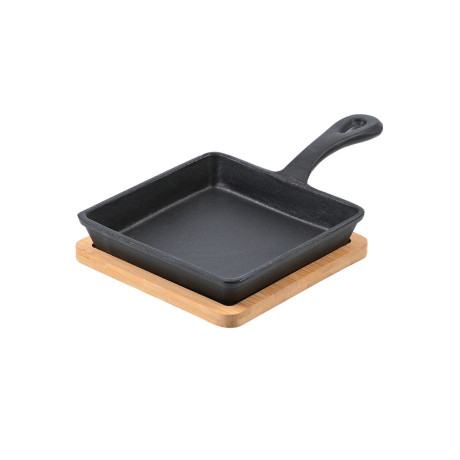 Estia Τηγανι Σερβιρισματος Iron Mantemenio 14cm με Βαση Bamboo