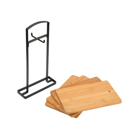 Estia σετ Επιφανειες Κοπης Bamboo Essentials 5 τεμ με Βαση Μεταλλικη