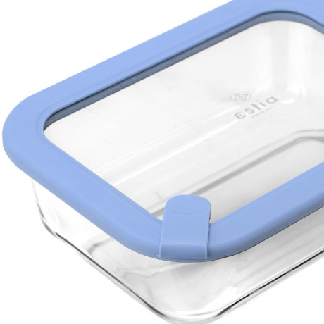 Estia Φαγητοδοχειο Colorseal Γυαλινο 1050ml 21.6x16.5x7.4cm με Καπακι Σιλικονης Μπλε