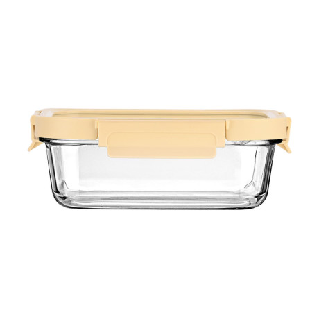 Estia Φαγητοδοχειο Click&seal Γυαλινο 1050ml 21.6x16.5x7.4cm με Καπακι Πλαστικο Ivory