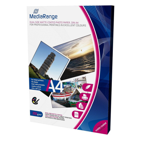 Φωτογραφικό Χαρτί Mediarange για Inkjet Εκτυπωτές a4 Dual-Side Matte 250g/m²  50 Φύλλα (Mrink112)