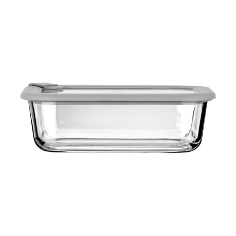 Estia Φαγητοδοχειο Colorseal Γυαλινο 1050ml 21.6x16.5x7.4cm με Καπακι Σιλικονης Γκρι