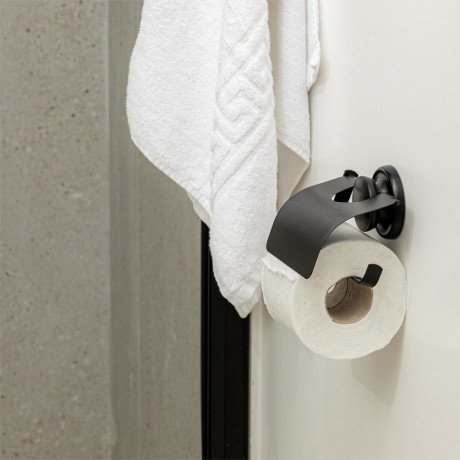 Estia Χαρτοθηκη Μεταλλικη με Βεντουζα Μαυρη