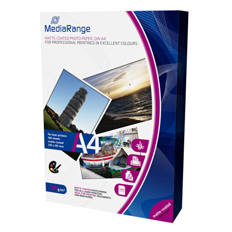 Φωτογραφικό Χαρτί Mediarange για Laser Εκτυπωτές α4 Matte 120g/m²  100 Φύλλα (Mrink106)