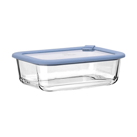 Estia Φαγητοδοχειο Colorseal Γυαλινο 1050ml 21.6x16.5x7.4cm με Καπακι Σιλικονης Μπλε