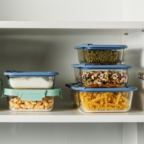 Estia Φαγητοδοχειο Colorseal Γυαλινο 1520ml 23.5x17.8x7.6cm με Καπακι Σιλικονης Μπλε