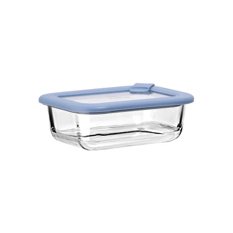 Estia Φαγητοδοχειο Colorseal Γυαλινο 370ml 16.3x12.3x6.2cm με Καπακι Σιλικονης Μπλε