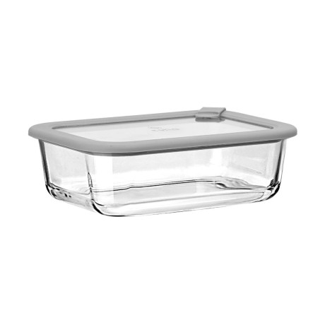 Estia Φαγητοδοχειο Colorseal Γυαλινο 1050ml 21.6x16.5x7.4cm με Καπακι Σιλικονης Γκρι