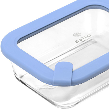 Estia Φαγητοδοχειο Colorseal Γυαλινο 640ml 18.9x14.5x6.7 με Καπακι Σιλικονης Μπλε
